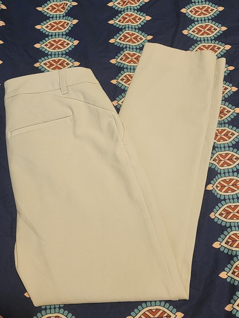 White House Black Market Women's Cream Tailored Straight-Leg Pants